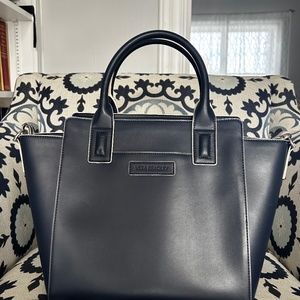 Vera Bradley Navy & White Faux Leather Tote